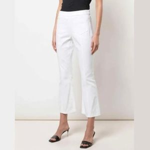 Cinq a Sept Lindsay stretch twill crop double pocket flare white pants. 🤍